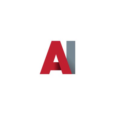 Initial letters AI, overlapping fold logo, red gray, vector template elements for creative industry