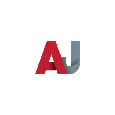 Initial letters AJ, overlapping fold logo, red gray, vector template elements for creative industry