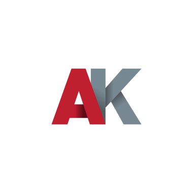 Initial letters AK, overlapping fold logo, red gray, vector template elements for creative industry