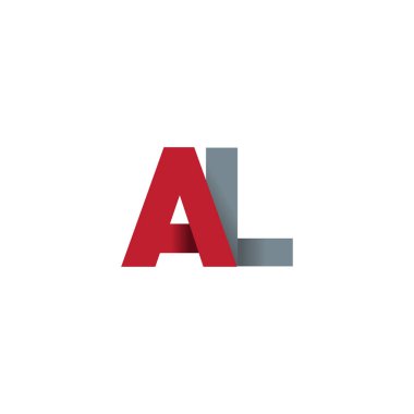 Initial letters AL, overlapping fold logo, red gray, vector template elements for creative industry