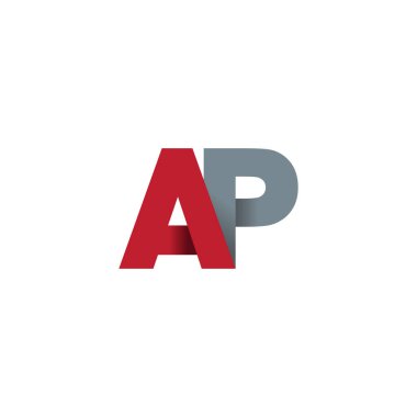 Initial letters AP, overlapping fold logo, red gray, vector template elements for creative industry