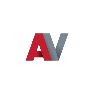 Initial letters AV, overlapping fold logo, red gray, vector template elements for creative industry
