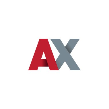 Initial letters AX, overlapping fold logo, red gray, vector template elements for creative industry