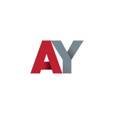 Initial letters AY, overlapping fold logo, red gray, vector template elements for creative industry