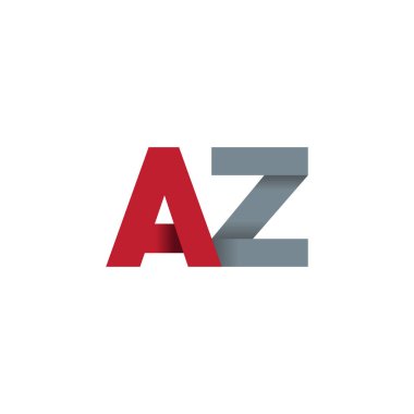 Initial letters AZ, overlapping fold logo, red gray, vector template elements for creative industry
