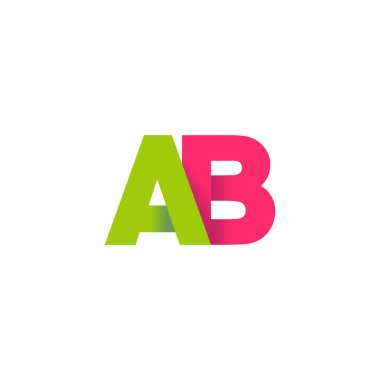 Initial letters AB, overlapping fold logo, green magenta pink, vector template elements for creative industry