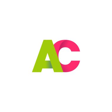 Initial letters AC, overlapping fold logo, green magenta pink, vector template elements for creative industry