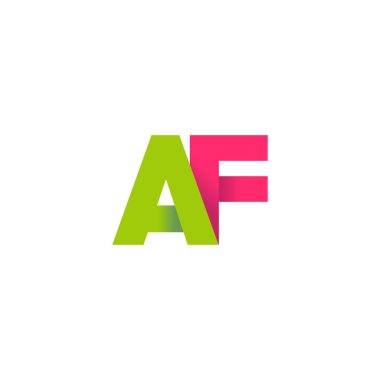 Initial letters AF, overlapping fold logo, green magenta pink, vector template elements for creative industry