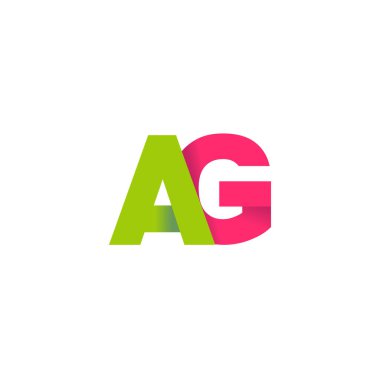 Initial letters AG, overlapping fold logo, green magenta pink, vector template elements for creative industry