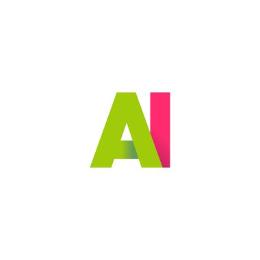 Initial letters AI, overlapping fold logo, green magenta pink, vector template elements for creative industry