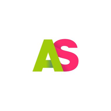 Initial letters AS, overlapping fold logo, green magenta pink, vector template elements for creative industry