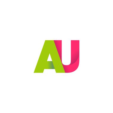 Initial letters AU, overlapping fold logo, green magenta pink, vector template elements for creative industry