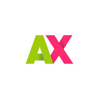 Initial letters AX, overlapping fold logo, green magenta pink, vector template elements for creative industry
