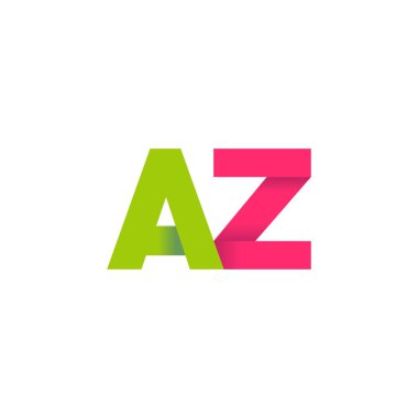 Initial letters AZ, overlapping fold logo, green magenta pink, vector template elements for creative industry