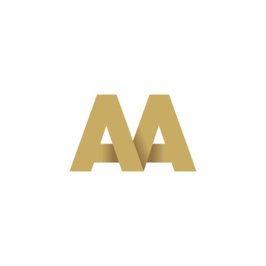 Initial letters AA, overlapping fold logo, brown gold, vector template elements for creative industry