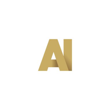 Initial letters AI, overlapping fold logo, brown gold, vector template elements for creative industry