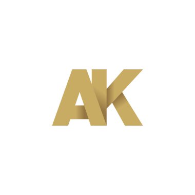 Initial letters AK, overlapping fold logo, brown gold, vector template elements for creative industry