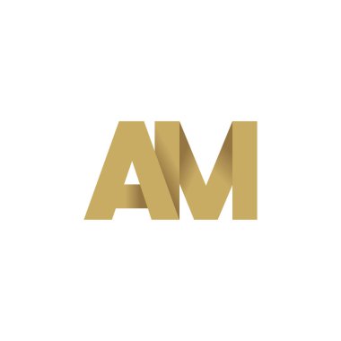 Initial letters AM, overlapping fold logo, brown gold, vector template elements for creative industry