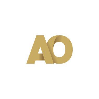 Initial letters AO, overlapping fold logo, brown gold, vector template elements for creative industry