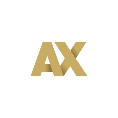 Initial letters AX, overlapping fold logo, brown gold, vector template elements for creative industry