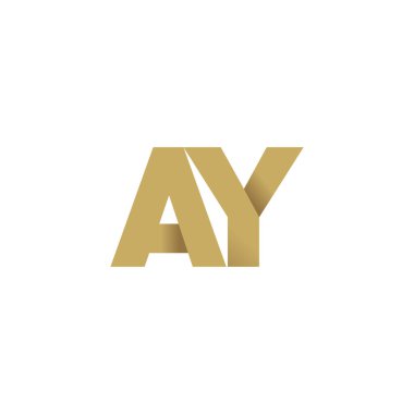 Initial letters AY, overlapping fold logo, brown gold, vector template elements for creative industry
