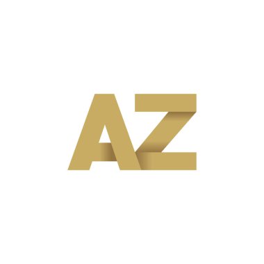 Initial letters AZ, overlapping fold logo, brown gold, vector template elements for creative industry