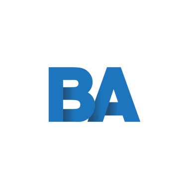Initial letters BA, overlapping fold logo, blue, vector template elements for creative industry