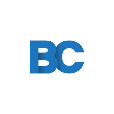 Initial letters BC, overlapping fold logo, blue, vector template elements for creative industry