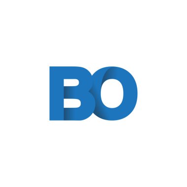 Initial letters BO, overlapping fold logo, blue, vector template elements for creative industry