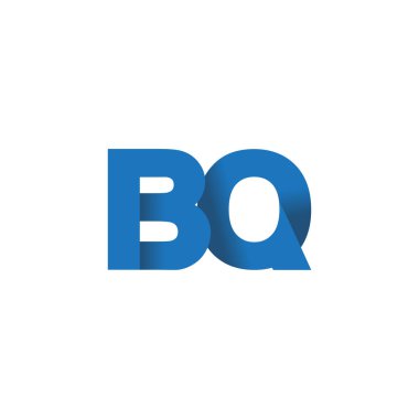 Initial letters BQ, overlapping fold logo, blue, vector template elements for creative industry