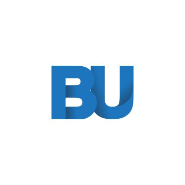 Initial letters BU, overlapping fold logo, blue, vector template elements for creative industry