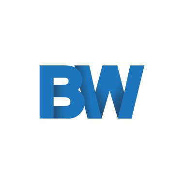 Initial letters BW, overlapping fold logo, blue, vector template elements for creative industry