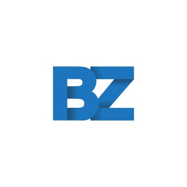 Initial letters BZ, overlapping fold logo, blue, vector template elements for creative industry