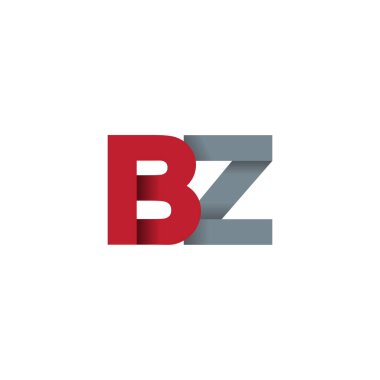 Initial letters BZ, overlapping fold logo, red gray, vector template elements for creative industry