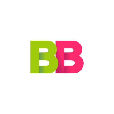 Initial letters BB, overlapping fold logo, green magenta pink, vector template elements for creative industry