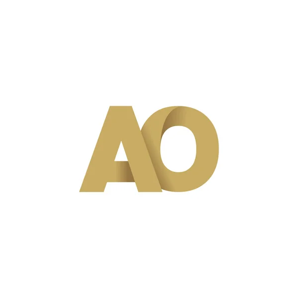 Initial Letters Overlapping Fold Logo Brown Gold Vector Template Elements — Vetor de Stock