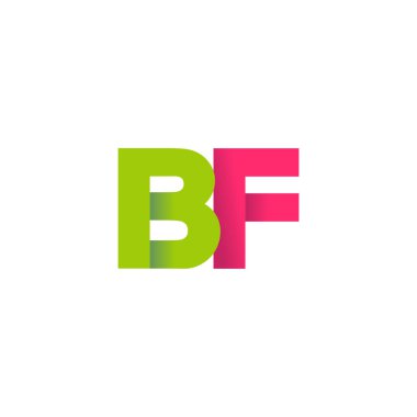 Initial letters BF, overlapping fold logo, green magenta pink, vector template elements for creative industry
