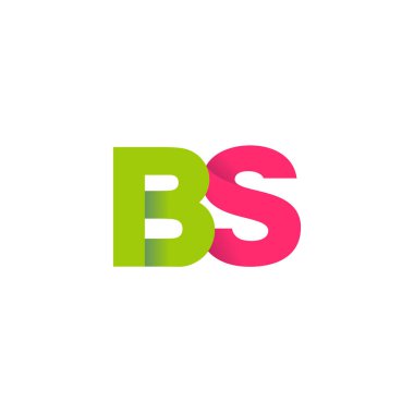 Initial letters BS, overlapping fold logo, green magenta pink, vector template elements for creative industry