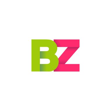 Initial letters BZ, overlapping fold logo, green magenta pink, vector template elements for creative industry