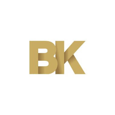 Initial letters BK, overlapping fold logo, brown gold, vector template elements for creative industry
