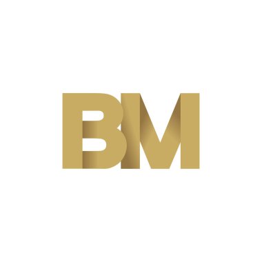 Initial letters BM, overlapping fold logo, brown gold, vector template elements for creative industry