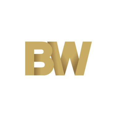 Initial letters BW, overlapping fold logo, brown gold, vector template elements for creative industry