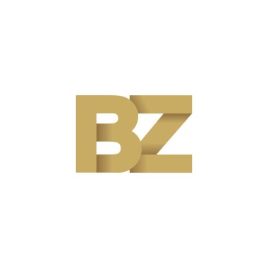 Initial letters BZ, overlapping fold logo, brown gold, vector template elements for creative industry