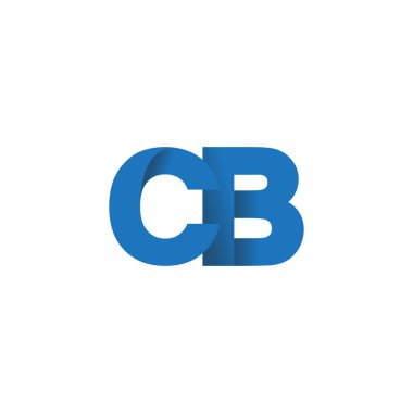 Initial letters CB, overlapping fold logo, blue, vector template elements for creative industry