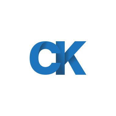 Initial letters CK, overlapping fold logo, blue, vector template elements for creative industry