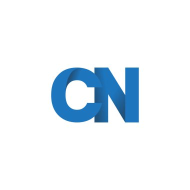Initial letters CN, overlapping fold logo, blue, vector template elements for creative industry