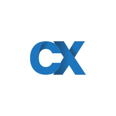 Initial letters CX, overlapping fold logo, blue, vector template elements for creative industry