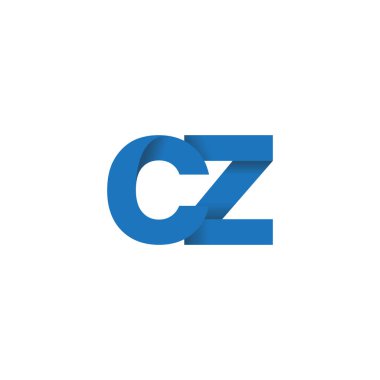 Initial letters CZ, overlapping fold logo, blue, vector template elements for creative industry