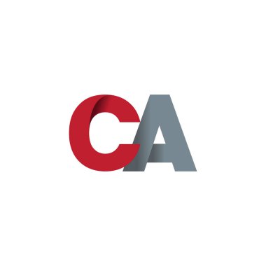 Initial letters CA, overlapping fold logo, red gray, vector template elements for creative industry