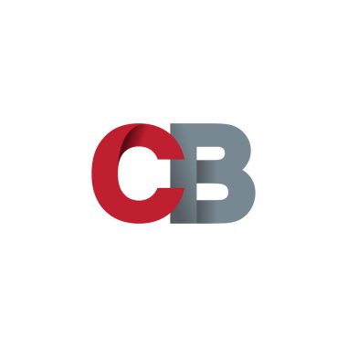 Initial letters CB, overlapping fold logo, red gray, vector template elements for creative industry